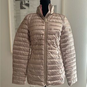 Kate Spade packable down jacket in glittering rose NWT